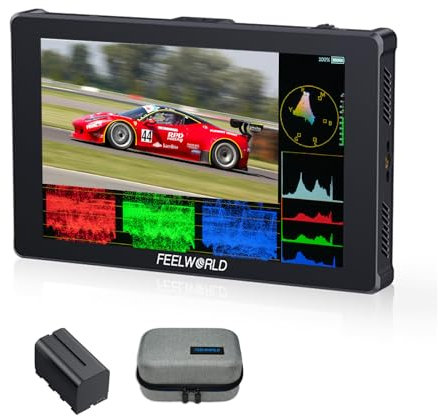 FEELWORLD F7 Plus Monitor de Campo para cámara de 7 Pulgadas y 1200nits con batería y Bolsa F750 Pantalla táctil 3D Lut Forma de Onda F970 Kit de instalación y alimentación 4K 60Hz HDMI