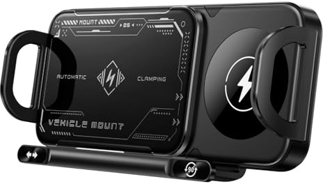 Generisch 2024 Soporte para teléfono móvil/almohadilla altamente inteligente, cargador inalámbrico para coche, soporte giratorio automático para smartphones y tabletas, negro