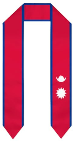 FAGIUCHI Nepal Flag Graduation Shawls Sash Stole International Study Soccer Fans Cheers Adult Unisex