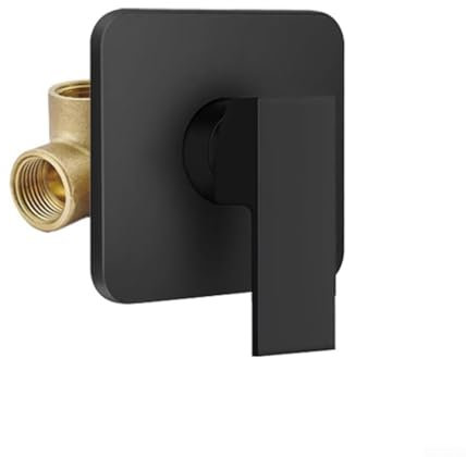 HEBEOT Miscelatore per doccia a scomparsa, montaggio a parete, monocomando per doccia, miscelatore a scomparsa, valvola miscelatrice a parete, per bagno, 120 x 120 mm (nero)