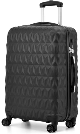 RMW Suitcase Large Hard Shell | Trolley Suitcases | 3 Digit Combination Lock| 4 Dual Spinner Wheels | Lightweight | Hold Check in Luggage | Aluminum Telescopic Handle (Black, Medium 24)