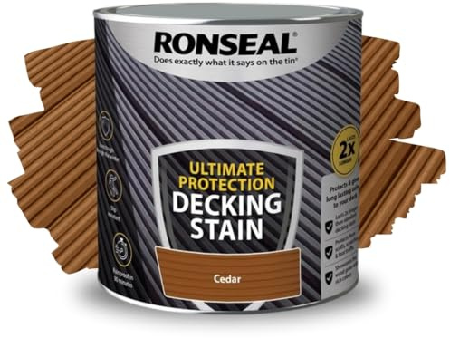 ARUUJ - Decking Stain, Long-Lasting Weather Protection, Quick Dry in 90 Minutes, Anti Slip Deck Stain, Indoor Outdoor Use, Protects Against Scuffs & Foot Traffic, Matt Finish (Cedar, 2.5L)
