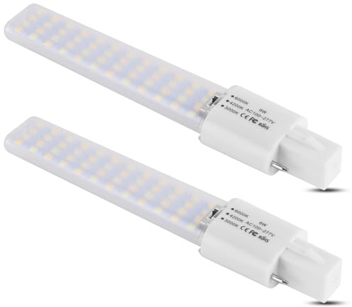 Lidesheng G23 LED Light Bulb 6W Replacement 13W CFL LED Stick PL Bulb G23-2 Pin Base, 3 Color Selectable 3000K/4200K/6000K 360° Beam Angle, Driven by 100-277V and CFL Ballast, 2 Pack (G23 6W, 3 Color)