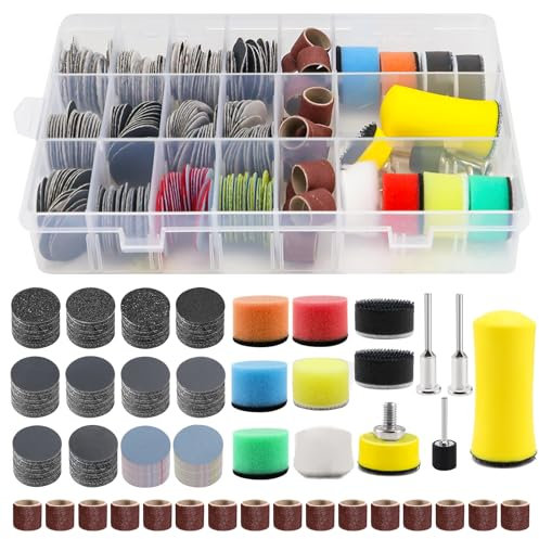 Rierousy Set di 268 dischi abrasivi in da 0,98 in versatile per Dremel, accessori per lucidatura, levigatrici, levigatrici, tamponi per lucidatura, avvitatore a batteria
