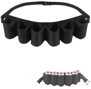 TPZORJX Ceinture Pour Porte Bière Support De Ceinture Canette Soda Pour Buveur Portable Réglable Pliable Avec 6 Porte-Gobelets For Party Camping Voyage Escalade Randonnée Extérieure (Noir)