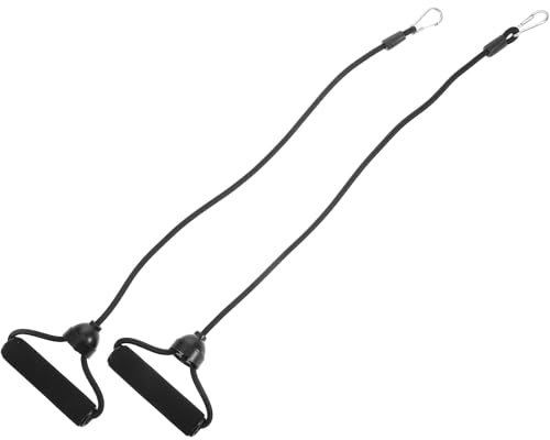 WOONEKY Juego de 2 Bandas de Resistencia Negras Manijas para Fitness, Cuerda de Tensión Ajustable para Entrenamiento de Fuerza, Tonificación Abdominal y Ejercicios en Casa