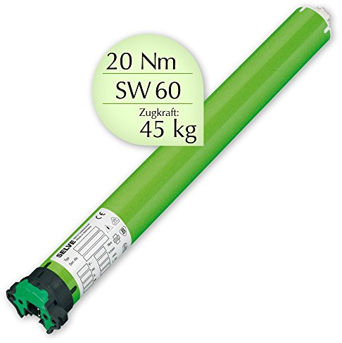 SELVE SEL Plus 2/20, Rolladenmotor mit 20 Nm und 45 kg Zugkraft zum Einbau in Rolladenwellen SW 60, inkl. Wellen-Adapter, inkl. Motorlager, inkl. 2,5 m Anschlusskabel + GRATIS EVEROXX®-Phasenprüfer