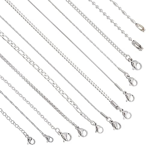 Pandahall 12 stücke Edelstahl Kette Halskette Schmuck Für Männer Frauen DIY Schlangenkette Link Halskette mit Karabinerverschlüsse für Schmuck machen