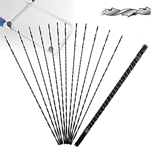Lot de 12 lames de scie à chantourner à dents hélicoïdales pour la découpe du bois, du métal et du plastique - Acier à haute teneur en carbone, coupe précise, kit de rechange pratique