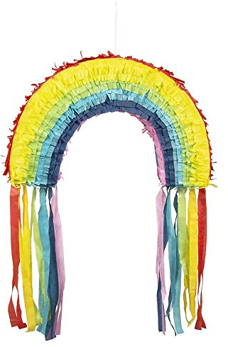 Boland 44729 Pinata arc-en-ciel Taille 23 x 35 cm, multicolore, anniversaire, décoration, cadeaux, bonbons, fête, Saint Christophe