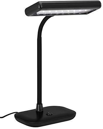 BRILONER - LED Schreibtischlampe mit Ein/Aus-Schalter, schwenkbar, kaltweiße Lichtfarbe, Tischlampe, Lampe, Nachttischlampe, Tischleuchte, Deko, Bürolampe, Leselampe Bett, 44x23x12 cm, Schwarz