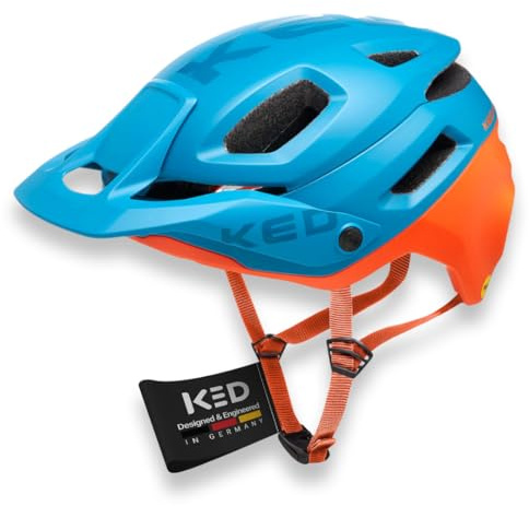Pector ME-1 Mountainbike Helm, NTA 8776, MIPS, BOA Fit System, FIDLOCK, 14 Belüftungsöffnungen, 350g, verstellbares Visier Damen Herren, Petrol orange matt, 58-61 (L)