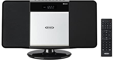 Jensen JBS-300 - Sistema de música estéreo Bluetooth Moderno para el hogar con Reproductor de CD/MP3/WMA inalámbrico para reproducción de MP3 | Digital Am/FM estéreo (Remoto Incluido) (edición