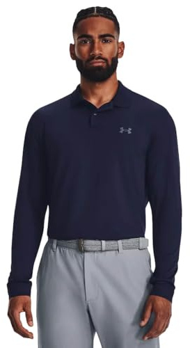 Under Armour Matchplay - Polo de Golf de Manga Larga para Hombre, (410) Midnight Navy/Pitch Gray, Medium