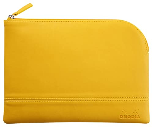 Rhodia 116748C - Rhodiarama pochette zippé en simili cuir italien - taille L (21x28 cm) JONQUILLE