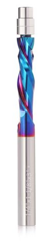 1PCS Spiral Flush Trim Router Bit,1/4 Inch Shank 1 Inch Cutting Length Extra Long 3 Inch OVL,UP Down Compression Bit with Coating for Wood Trimming (1)