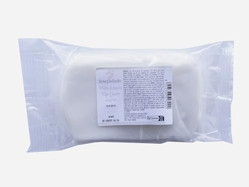 Pâte à sucre pour recouvrir. Blanc 1Kg Lesepidado, sans gluten, au délicat goût de vanille, malléable et élastique, facile à étaler même très finement, idéal pour couvrir.