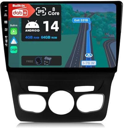 BXLIYER Android 14 IPS Autoradio pour Citroen C4 C4L DS4 (2013-2017) - INTEGRE Dab/DSP - sans Fil Carplay + Android Auto - 4G+64G - Caméra + MIC - 2 Din 10.1 Pouce - Volant WLAN 360-Caméra Fast-Boot