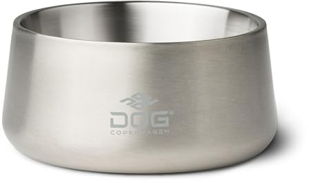 DOG Copenhagen Vega Bowl - Dog Food and Water Bowl - Stainless Steel, Dishwasher Safe, Non-Slip - Danish Design, S/M, Steel