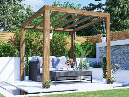 Dunster House Pergola 2.5 x 2.5 Metres Pressure Treated Wooden Garden Structure TerraCube