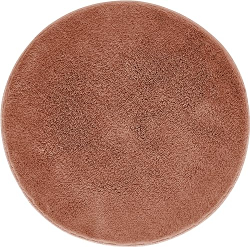 andiamo Badematte rutschfest Florida - Badezimmerteppich weich und flauschig - Badteppich rutschfest waschbar Duschvorleger Badvorleger für Badezimmer 60 cm rund rostrot