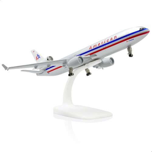 1/300 MD-11 gjuten metall flygplansmodle med amerikansk hållare legering flygplansmodell för vuxna flygplan modell 8,3 tum för flygentusiaster presenter utställningsdekorationer