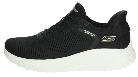 Skechers Women's Bobs Squad Chaos Current Muse Slip-On Trainer, Black Textile Trim, 5 UK
