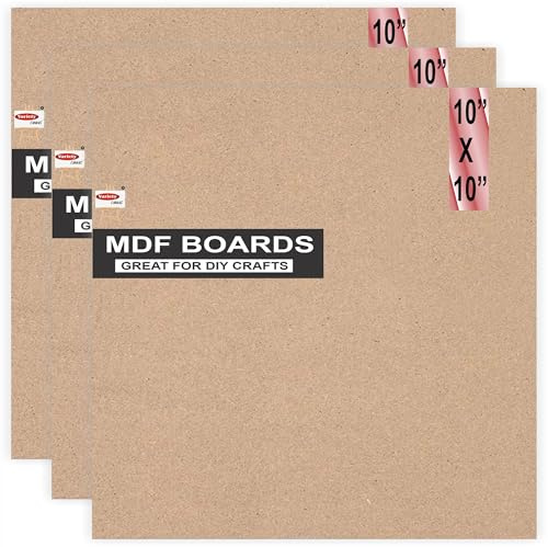 Variety Canvas Tableros de MDF para arte y manualidades, hojas de MDF de madera para manualidades, recortes de MDF (3, 10 x 10)