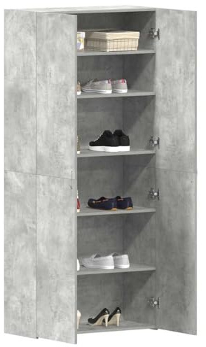 vidaXL Mobile per Scarpe Grigio 80 x 35.5 x 180 cm Legno Multistrato, Mobile per Scarpe Moderno, unità di stoccaggio Rettangolare, organizzatore Versatile per Interni, Legno ingegnerizzato