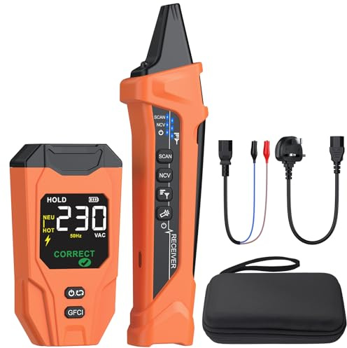 Proster Circuit Breaker Finder - Electrical Circuit Tracer with LCD Display and GFCI Outlet Tester, NCV Voltage Detector & Flashlight, All-in-One Electrical Tracer Kit for 90-135V AC (US Standard)