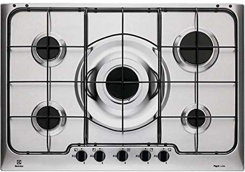 Electrolux - Piano cottura a gas RGG 7252 OOX finitura inox e manopole nere da 75 cm