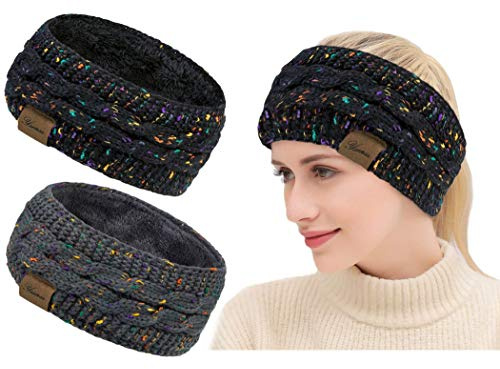 Diademas Mujer Invierno con Confeti Diadema de Punto con Calentador de Oreja Diademas Pelo Mujer Vendas Elasticas Anchas Banda Oido Calentador Otoño Invierno Accesorios