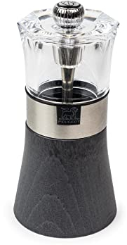 Peugeot - Oslo 12 cm Pepper Mill - Classic Grind System - Made with PEFC Certified Wood, Stainless Steel and Acrylic - Made in France - Graphite Colour