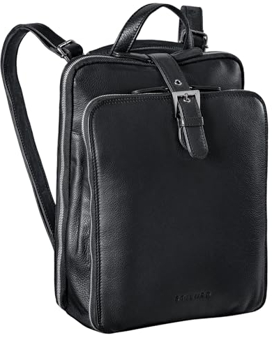 STILORD 'Vienna' Rucksack Tasche aus Leder - Praktisches 3-in-1 Konzept als Rucksack Handtasche Umhängetasche - Großer Daypack aus Echtem Vintage Leder, Farbe:schwarz