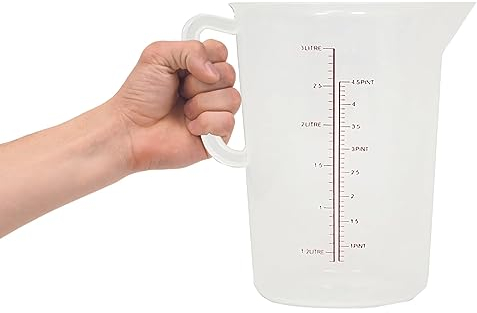Acense Polypropylene Measuring Jug, Precise Measurement, Perfect Narrow Stem, Spillage-Free, Multi-Purpose Flour, Ground Almonds, Sugar, Milk, Oil, Dishwasher Safe, Capacity: 3ltr/70.5fl.oz