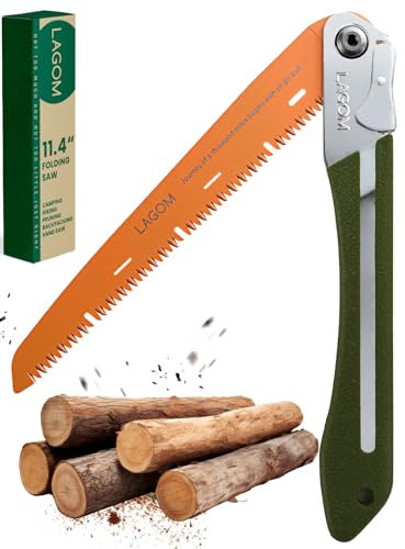 10½-Inch Folding Saw - Multifunctional Hand Saw - Wood Camping Saw - Pruning Saw Designed for Single-Hand Use | Survival Saw - Teeth Tip Secondary Heat Treatment - SK-5 Steel