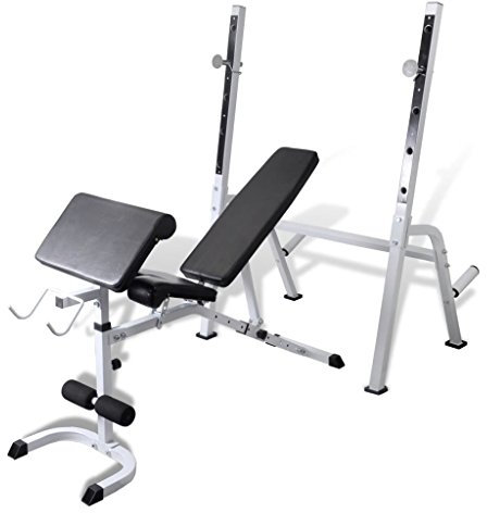 ShCuShan Justerbar viktbänk med benförlängning och predikantcurl hemträning gym tyngdlyftningsbänk helkroppsträning bänkpress, multi-träning träningsbänk