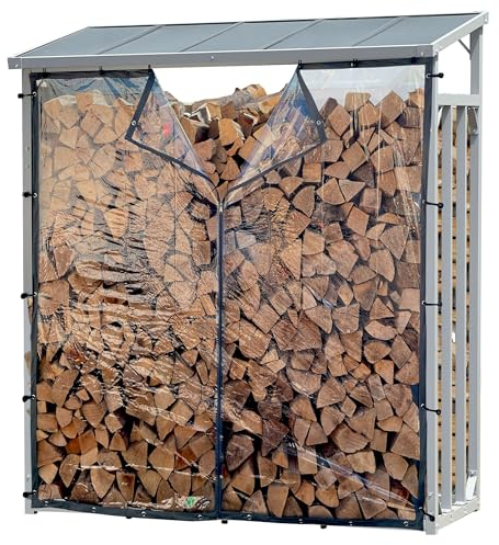 Wetterschutzwand PVC transparent 126x167cm für Kaminholzunterstand XXL 130x70x185cm