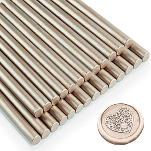 sello de cera barras, Ioggtser 26 Piezas Pistola de Pegamento Sello de Cera Palillo para Sello de Cera, Sello de Cera Sticks para Pistola de Pegamento, para Invitaciones (Champagne Gold)