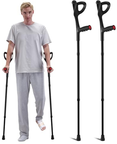 VEVOR Unterarmgehstützen für Erwachsene, 10-stufig höhenverstellbare Unterarmgehstützen, zusammenklappbare medizinische Aluminiumgehstützen mit offener Manschette und rutschfestem Polster