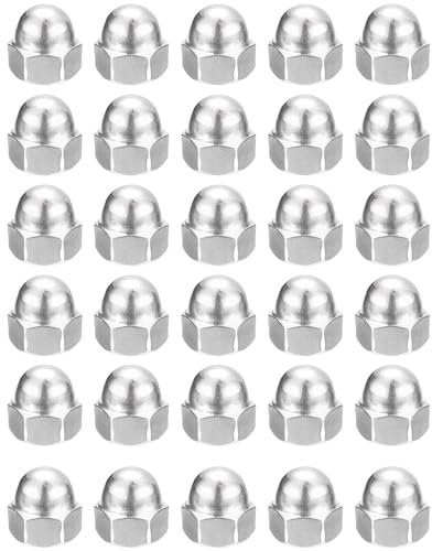 Fleymu Tuercas de Sombrerete de Acero Inoxidable M10 DIN 1587, 30 Piezas Tuercas Ciegas M10 Hexagonales A2 V2A, Tuercas Hexagonales para Protectoras Tornillos, Varillas Roscadas y Pernos Roscados