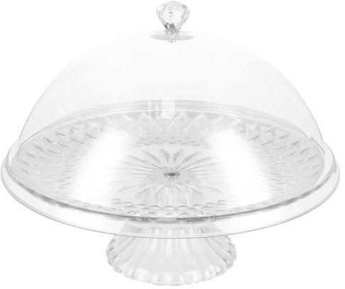 Kuchenteller mit Deckel und Fuß, 30 cm Rund Patisserie, Multifunktional Kunststoff Tortenständer, Kuchenglocke Kuchenständer, Wiederverwendbar, Transparent, für Küchen