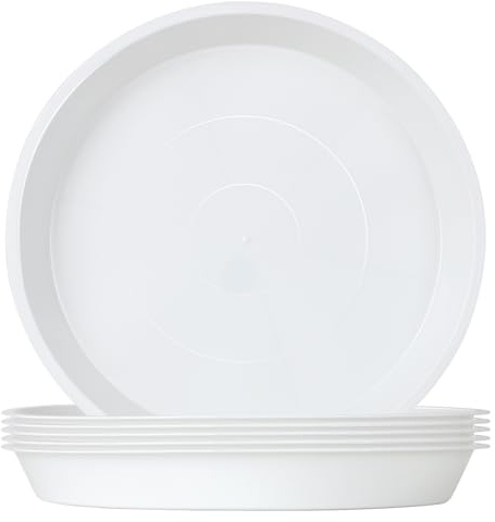 Muzhira 6pcs Platillos para Plantas, Bandejas de Goteo para Macetas para Plantas de Interior/Exterior, Platillos para Jardín - 17cm / Blanco