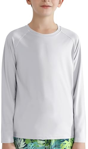 Valcatch Camisas de protección solar UPF 50+ para niños y niñas, camisetas de manga larga para natación, para niños, adolescentes, pesca, senderismo, secado rápido, atlético, rendimiento, camiseta