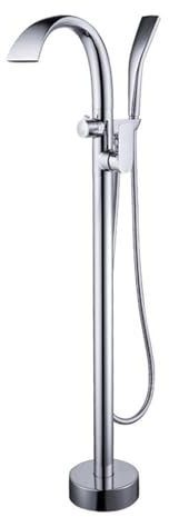 Grifo Mezclador para Bañera Moderno Grifo de Ducha Tipo Cascada Grifo para Tina de Baño de Latón con Ducha de Pie para Bañera con Agua Caliente O Fría Color Gris