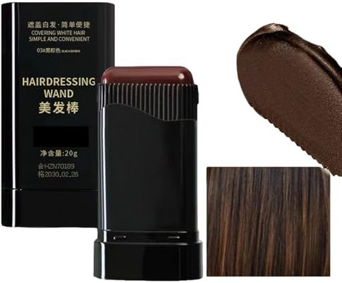 Haarfärbekamm, Temporärer Wurzelfärbe-Haarfärbepinsel - Haaransatz-Shading-Stick, Werkzeug Zur Grauhaarabdeckung, 20g Hochpigmentierter Haarwurzel-Concealer Für Männer Und Frauen (Dunkelbraun)