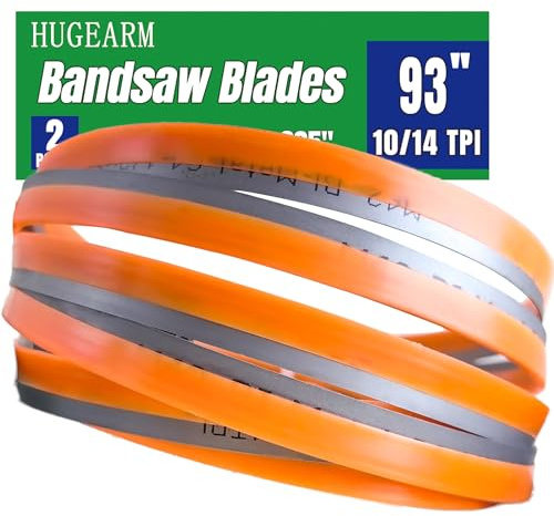 93 Bandsaw Blades 2 Pack, Metal Cutting, 93 x 3/4 x 0.035 Inch, Band Saw Blades, Bi-Metal M42, 10/14 TPI