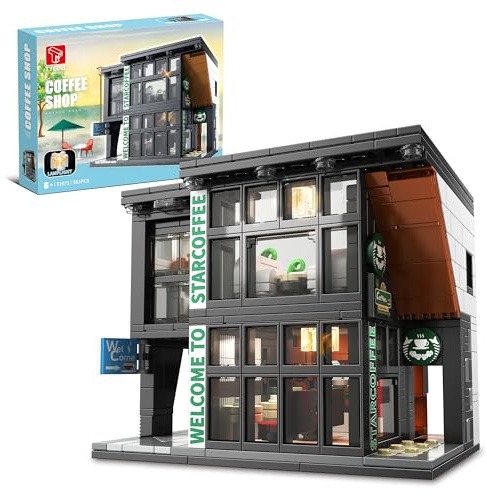 TYCOLE Set de Construcción Modular de Cafetería City con Luces, 581 Piezas para Adultos, Niños y Niñas Mayores de 6 Años, Juguete Educativo y Regalo Original para Cumpleaños