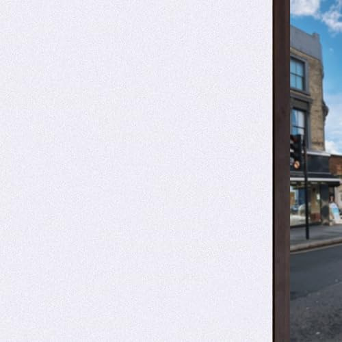 Film de Fenêtre Verre Dépoli 70 x 130 cm Protège Intimité, Anti-UV, Décoratif, Anti Regard Film Occultant Fenêtre Anti Regard pour Bureau à Domicile Salon Cuisine, Blanc Mat