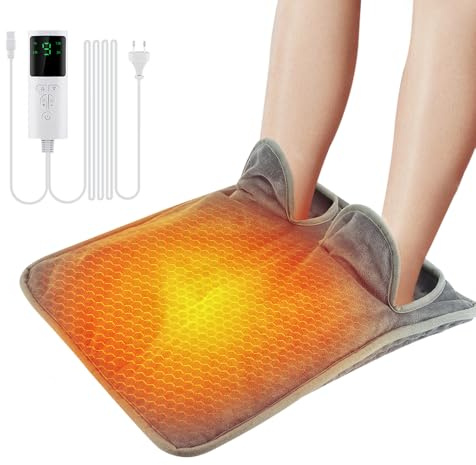 Rakuker Scaldapiedi Elettrico Piedi, Scalda Piedi Casa Elettrico, Scaldapiedi Letto con 9 Livelli di Temperatura e 4 Timer, Lavabile Scaldapiedi Elettrico Portatile, Riscaldamento Rapido per Ufficio